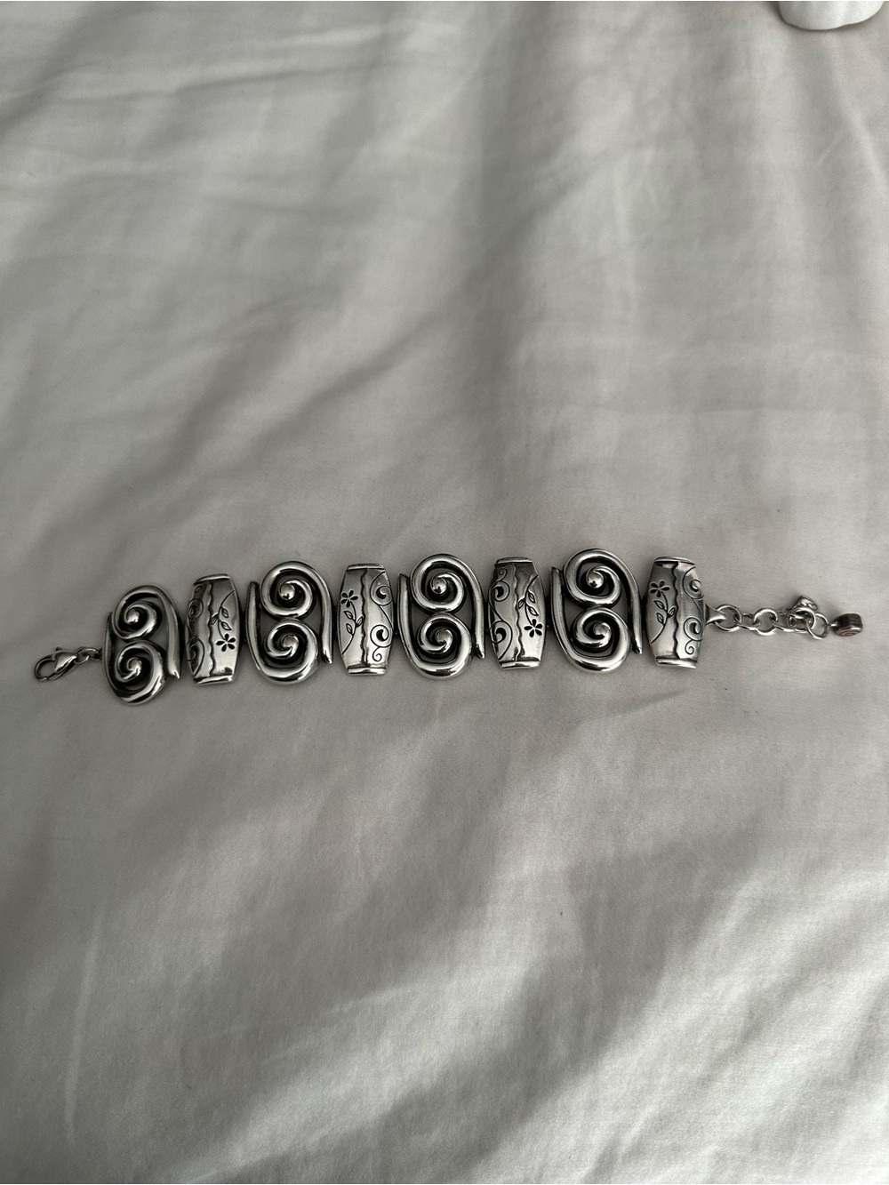 Brighton Pablo’s Passion Wide Silvertone Panel Link Bracelet Retired